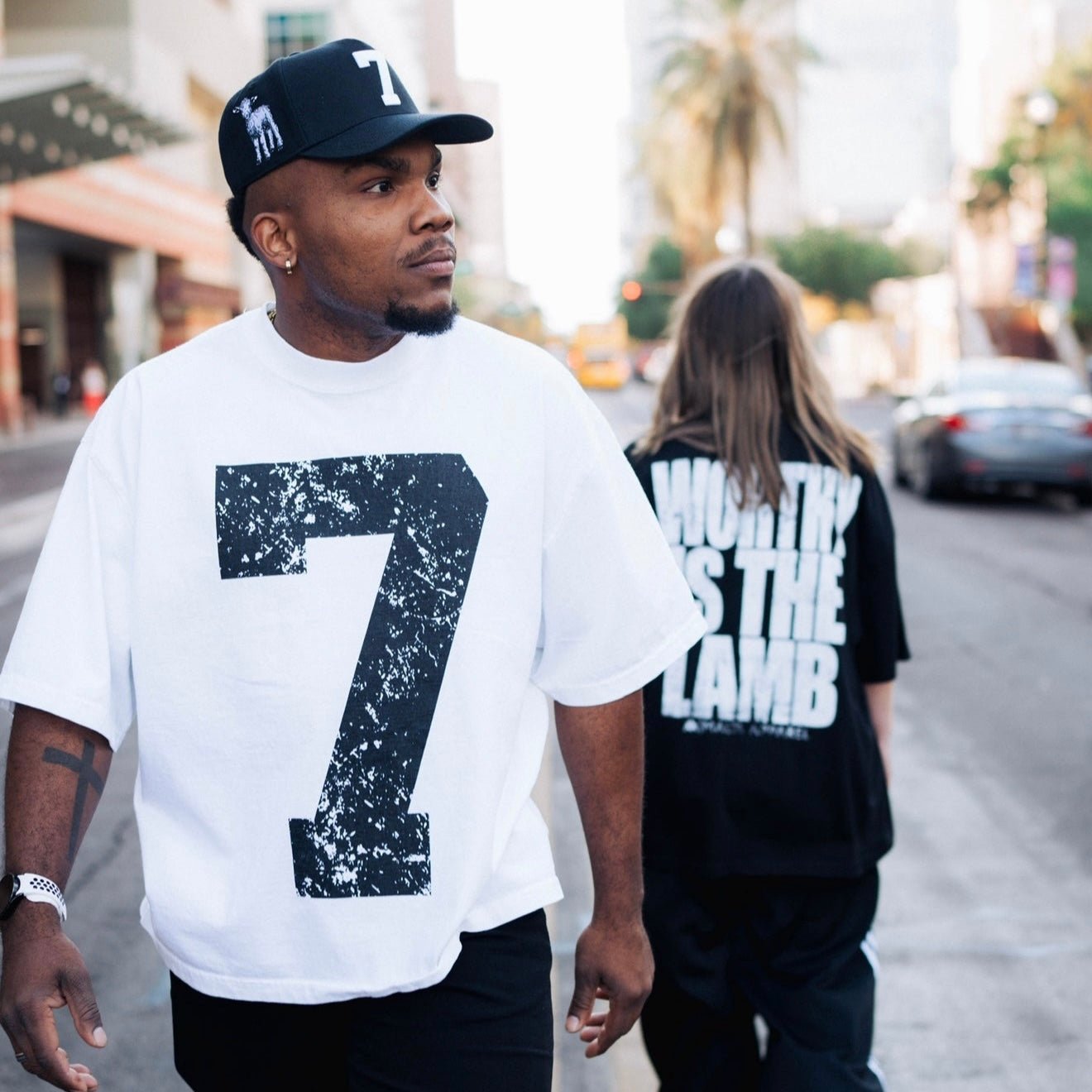 ‘7’ Wool-Blend Snapback — Black/White, 7 Collection
